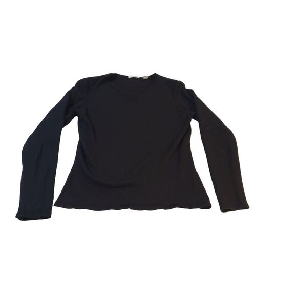 Halogen Sweater Womens XLarge Pullover V-Neck Black Merino (?) Wool Classic Warm - Picture 5 of 15